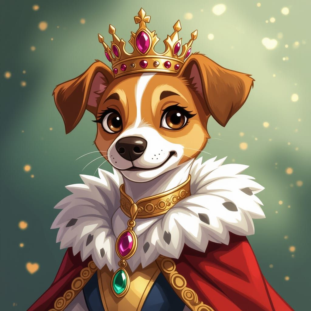 Anthropomorphic Jack Russel as Anime Queen