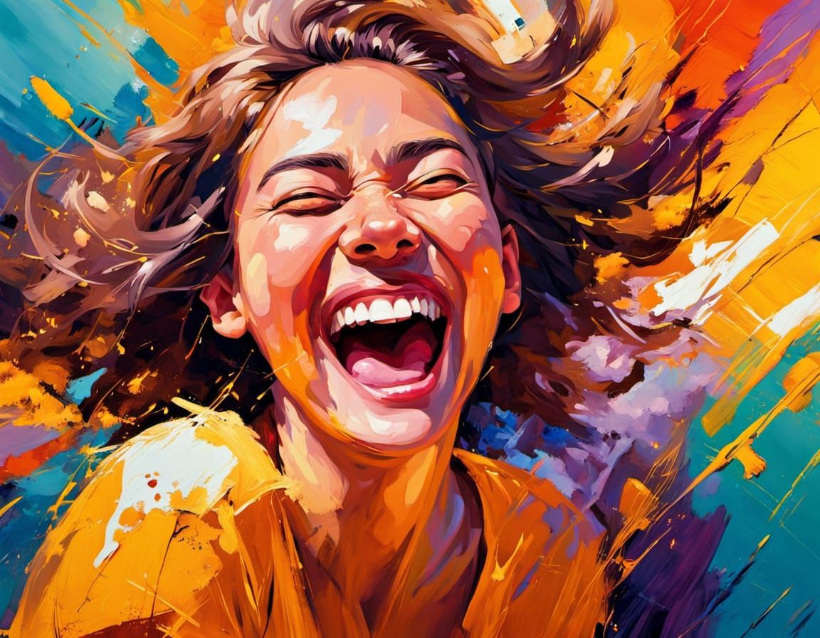 Laughing Person in Vibrant Expressionist Painting