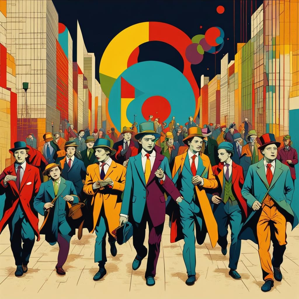 Pied Piper Leads People: Pop Art Screen Print