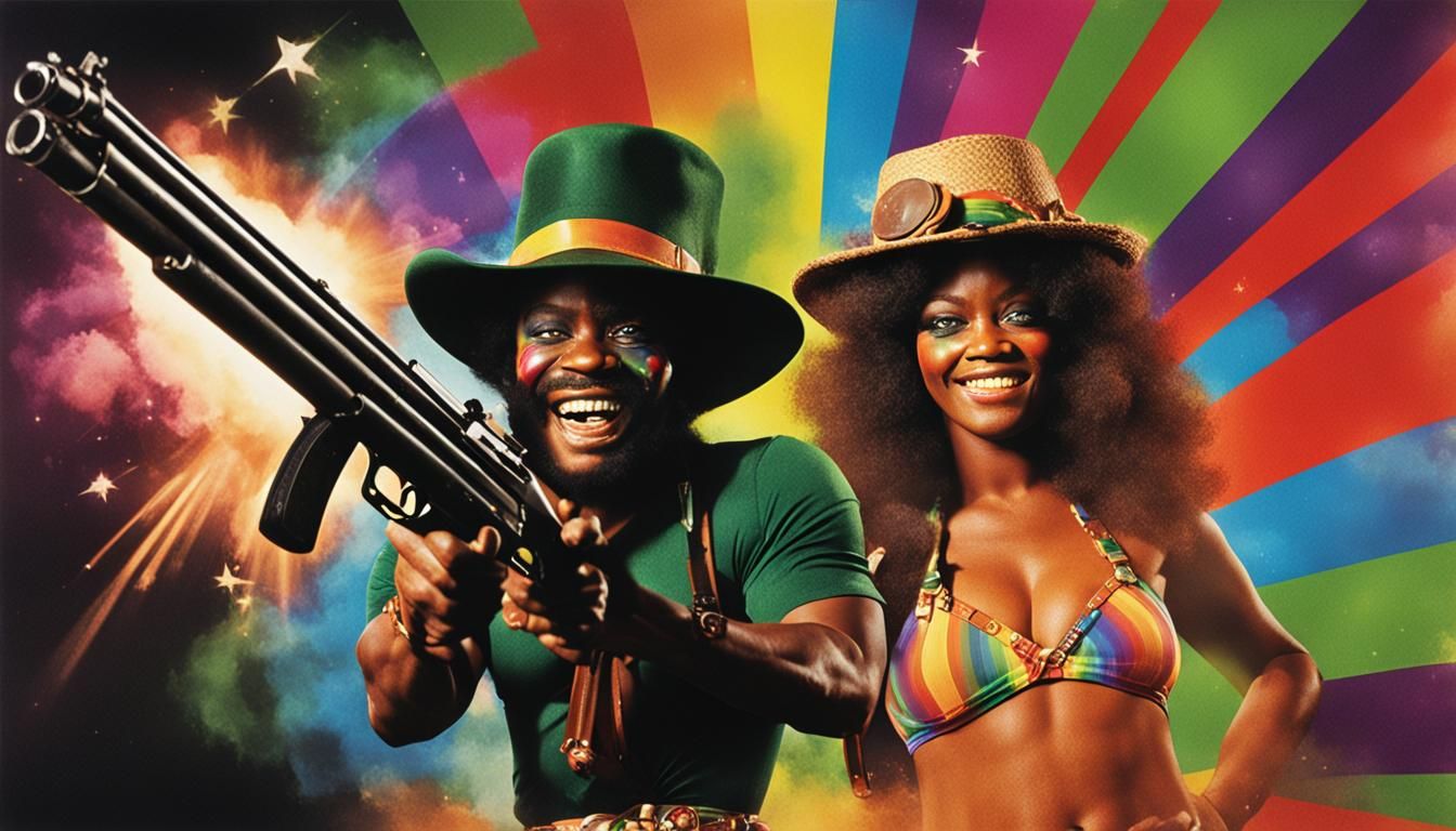 1970s Movie Poster: "Black Leprechaun with a Shotgun vs Bikini Rainbow" II