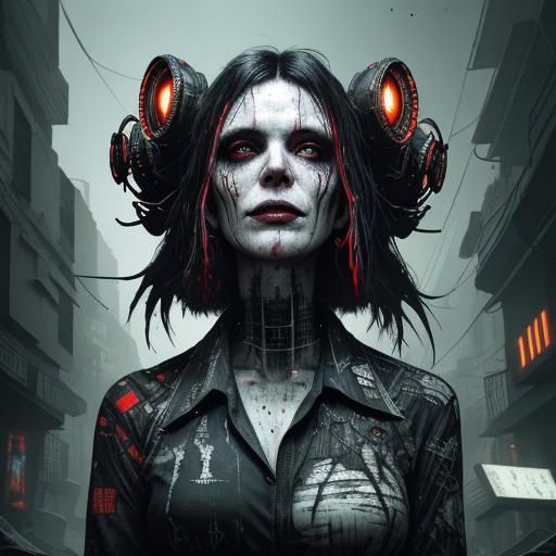 Disturbing Analog Horror Glitch in Cyberpunk Slums