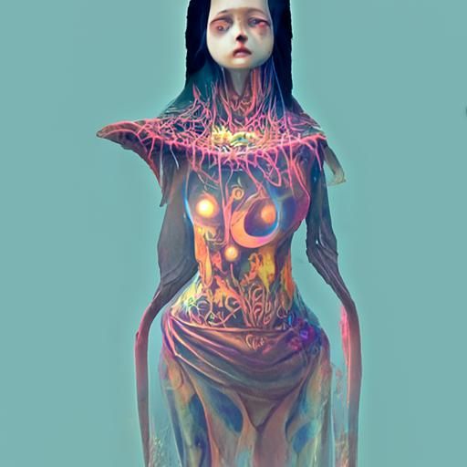 Demonic Priestess Portrait in Digital Painting Style