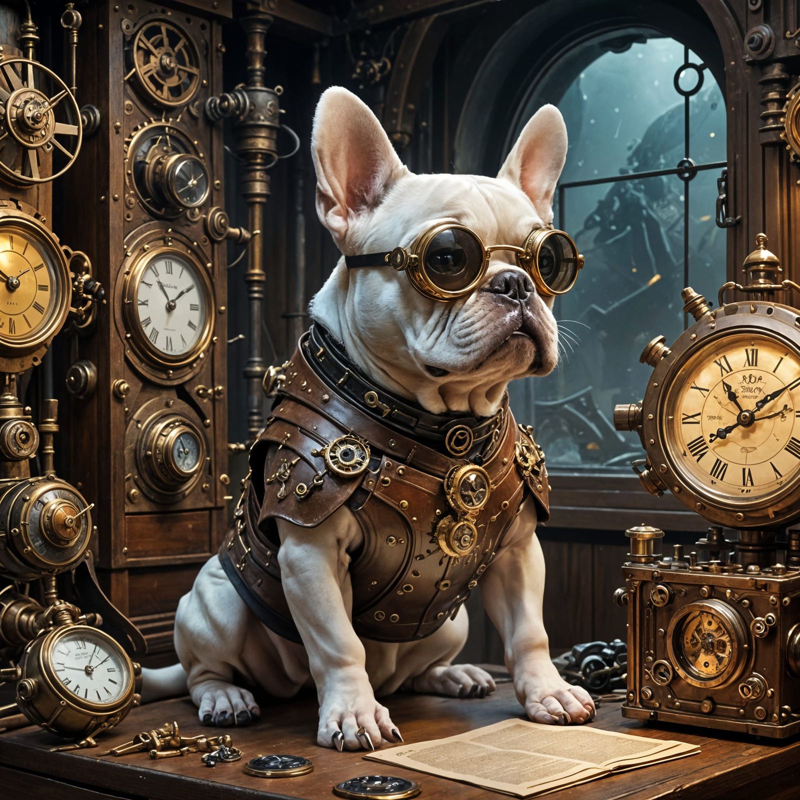 Cute Steampunk Frenchie Watchmaker