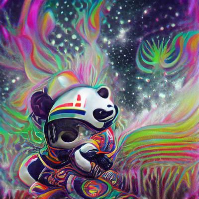 Psychedelic Panda Astronaut in Space