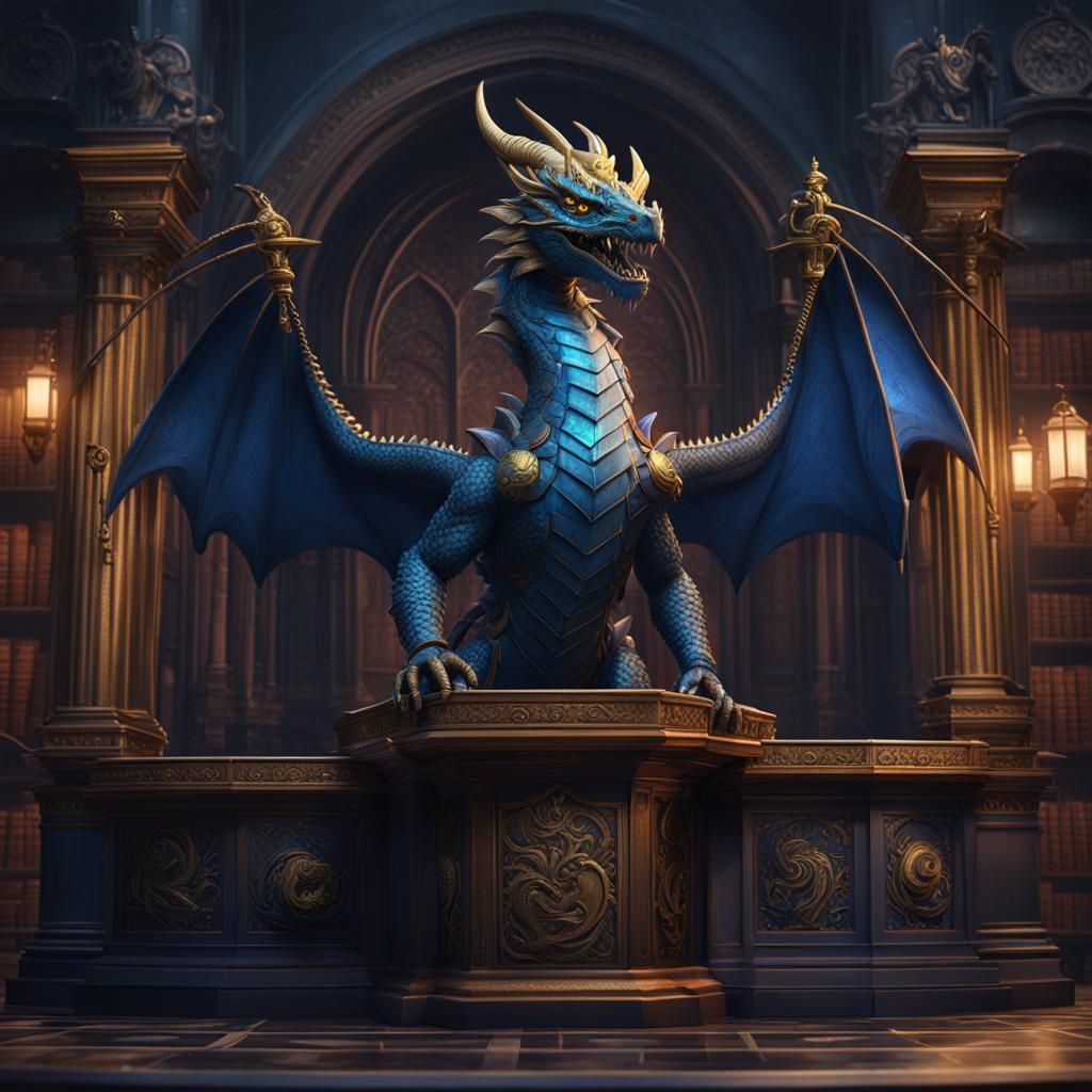 Night Court Prosecutor Dragon in Detailed Digital Painting
