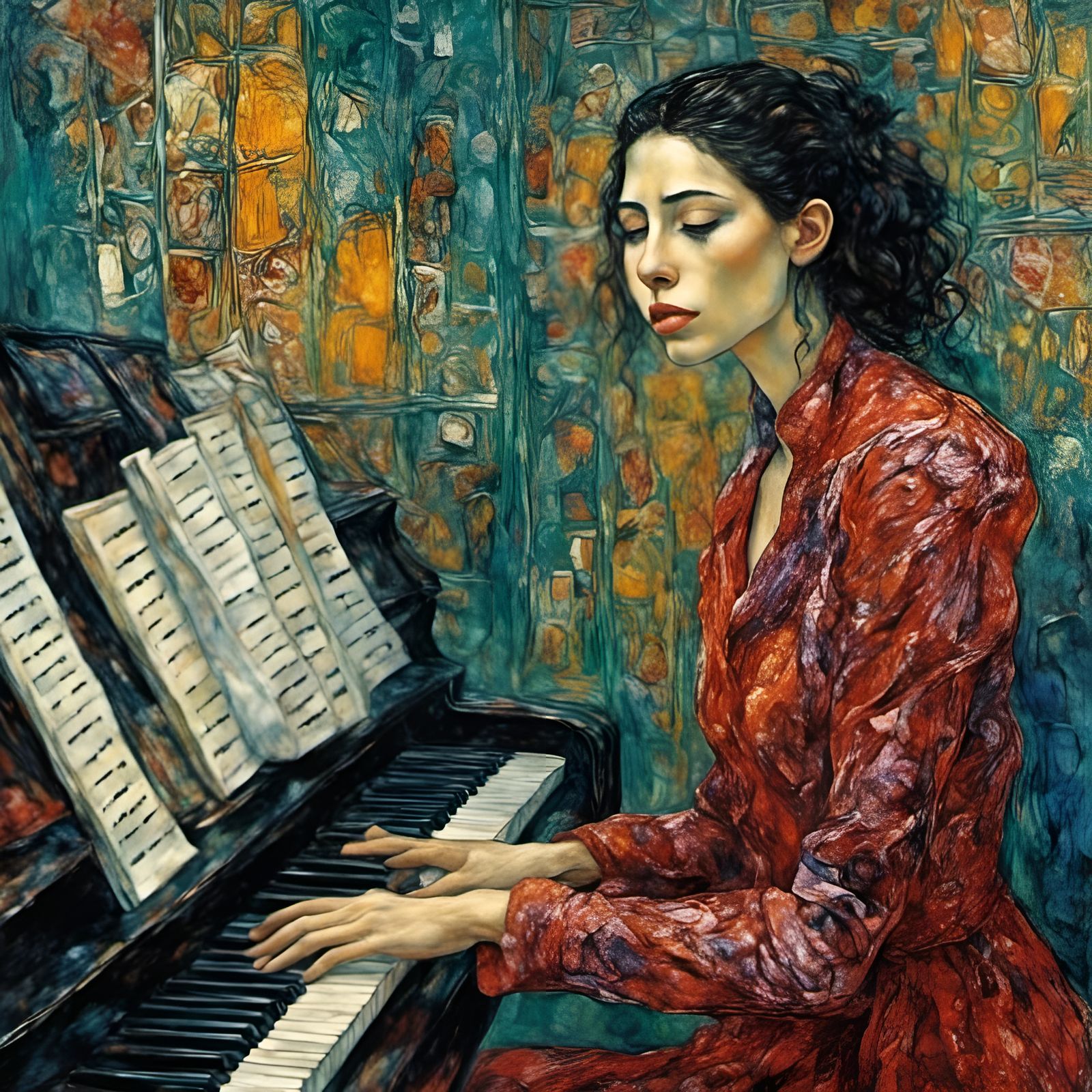 Faouzia (fail) singing at piano