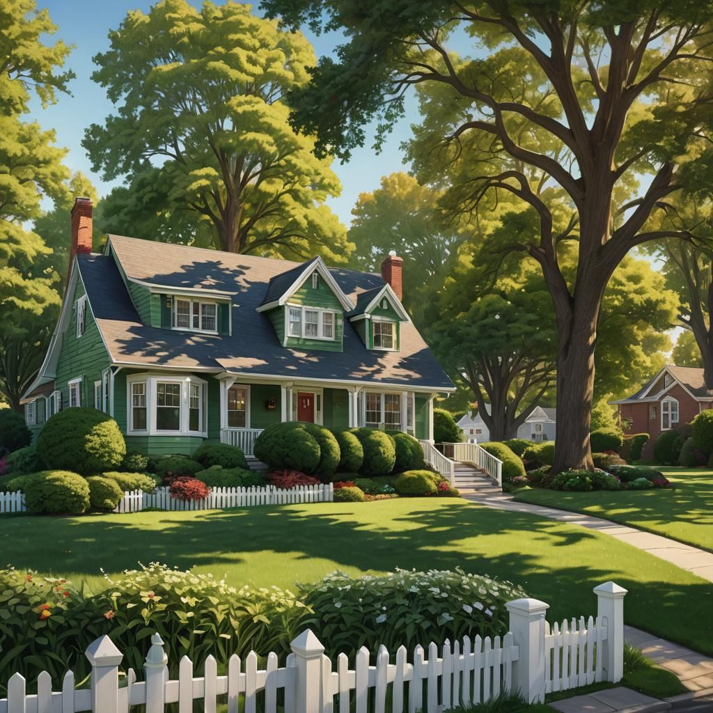 American Dream: Hyper-Realistic Suburban Landscape