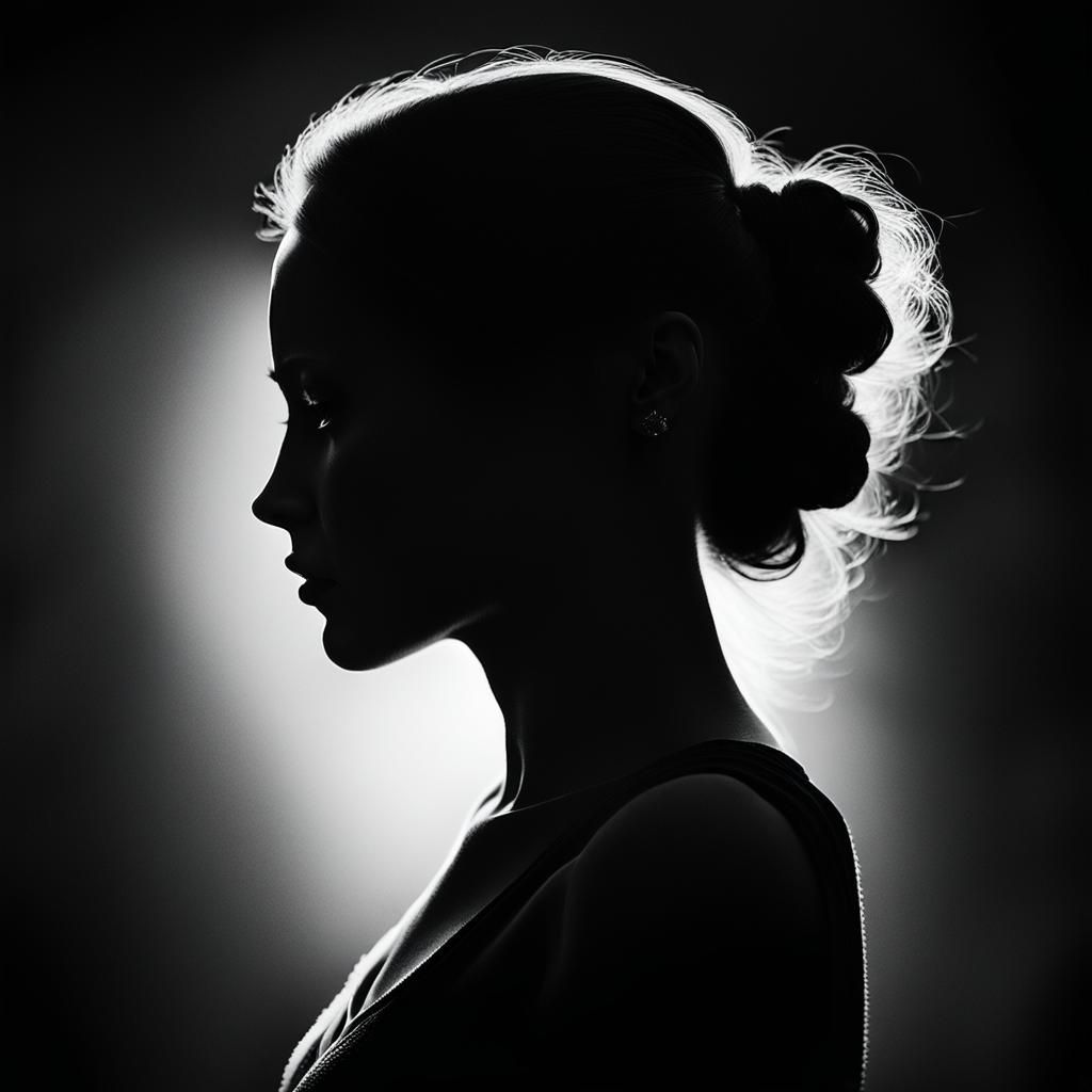 Dramatic Silhouette Portrait in Black and White