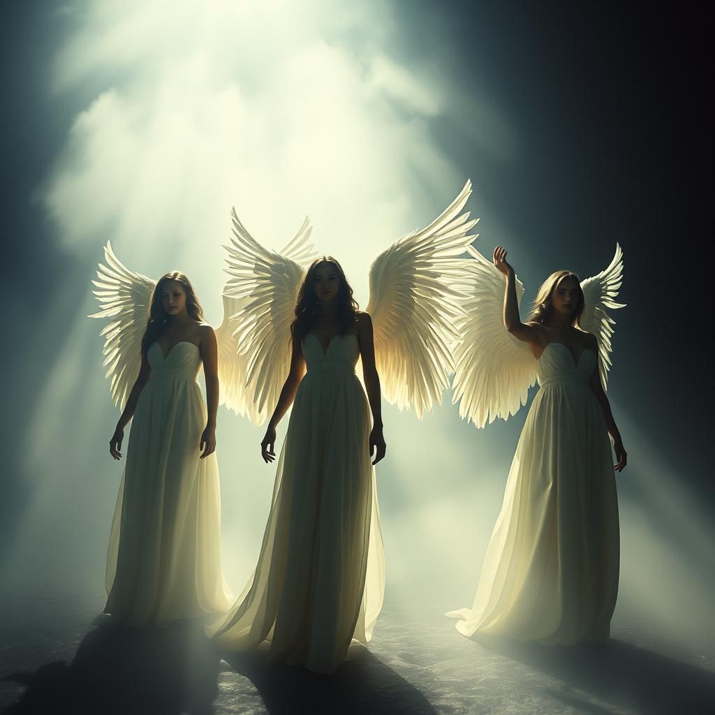 Heroic Earth Angels in Mist: Cinematic Film Still