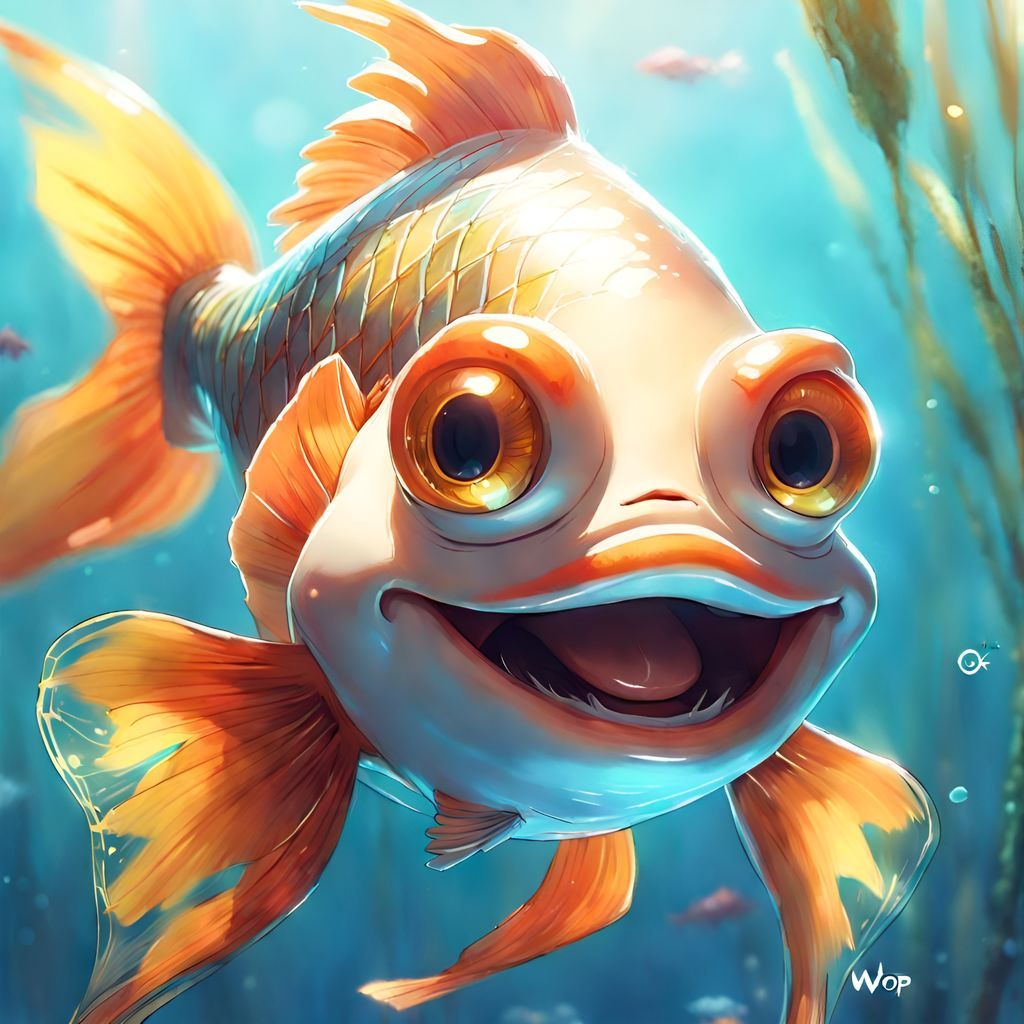 Adorable Smiling Cartoon Fish Portrait