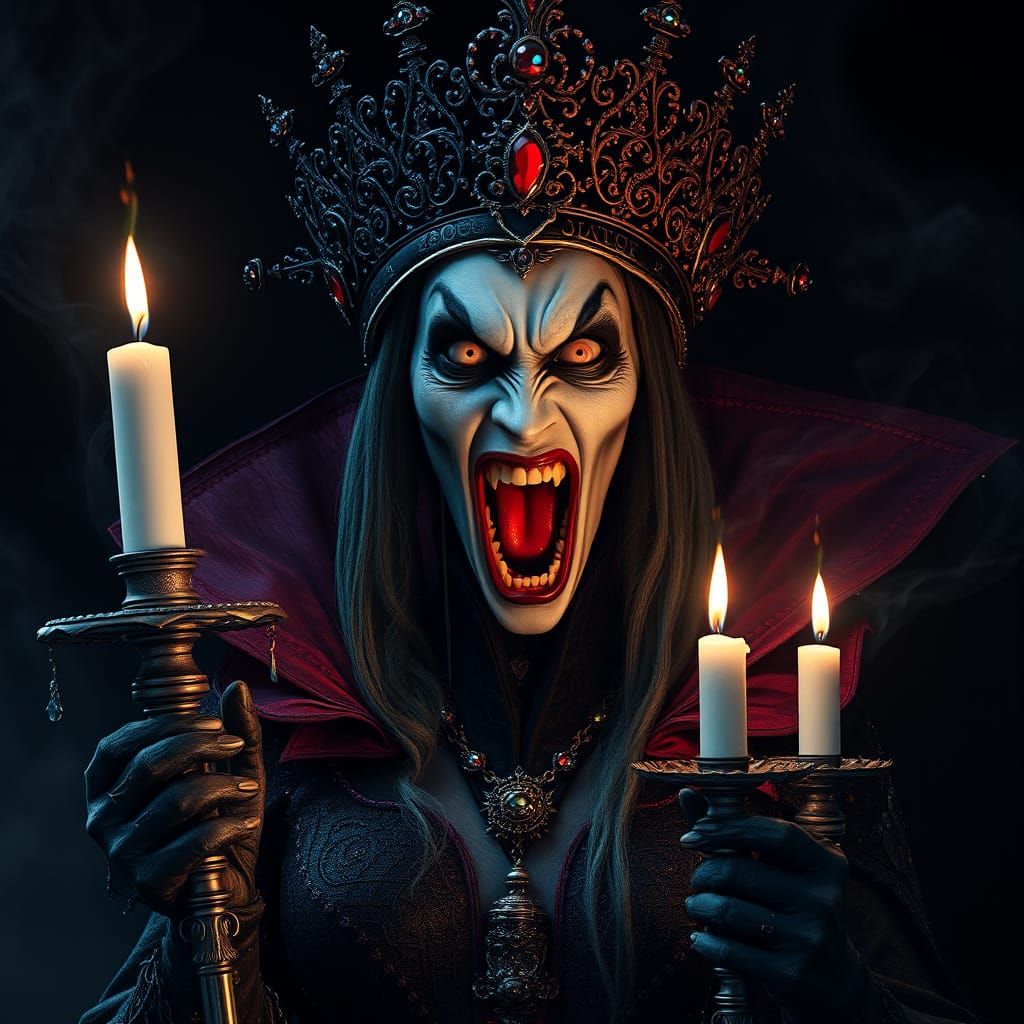 Dark Vampire Queen Reigns with Fury in a Haunting, Surreal M...
