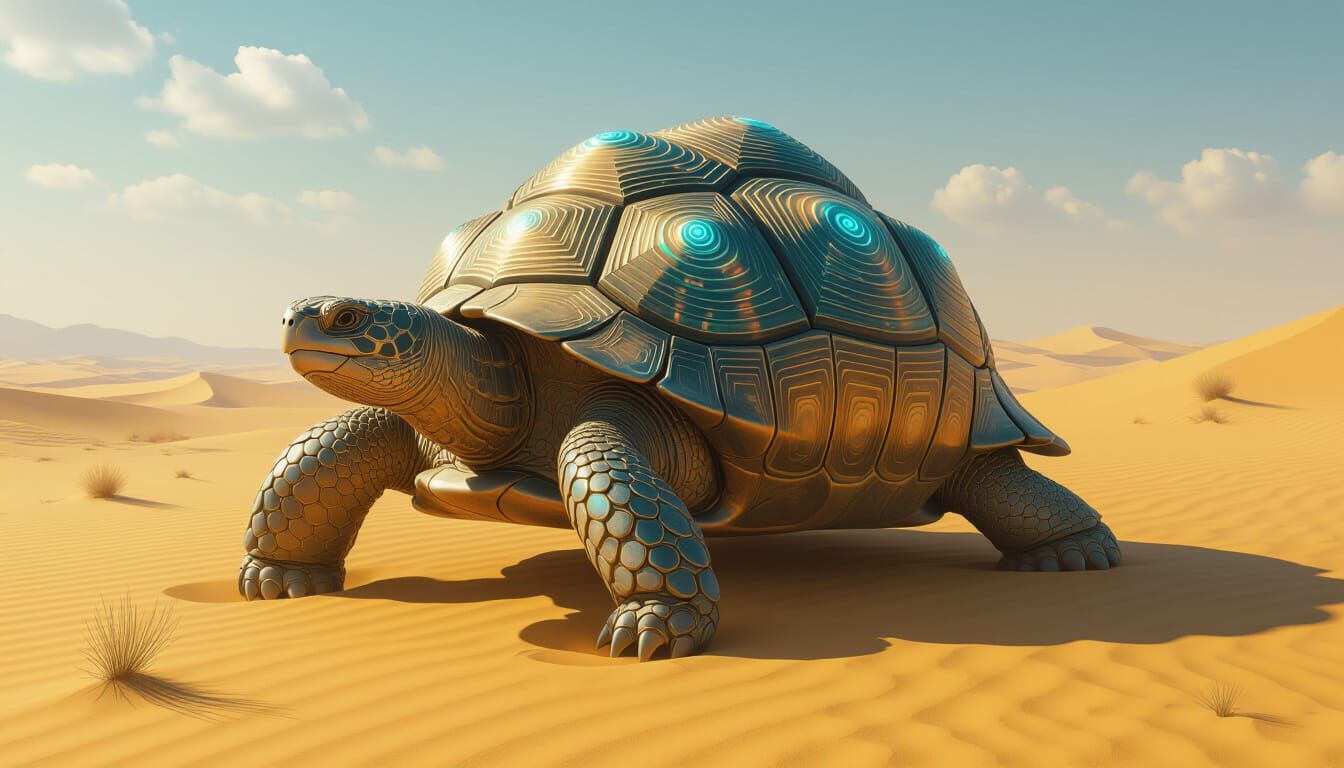 Chronos-Shell Tortoise in Surrealist Style