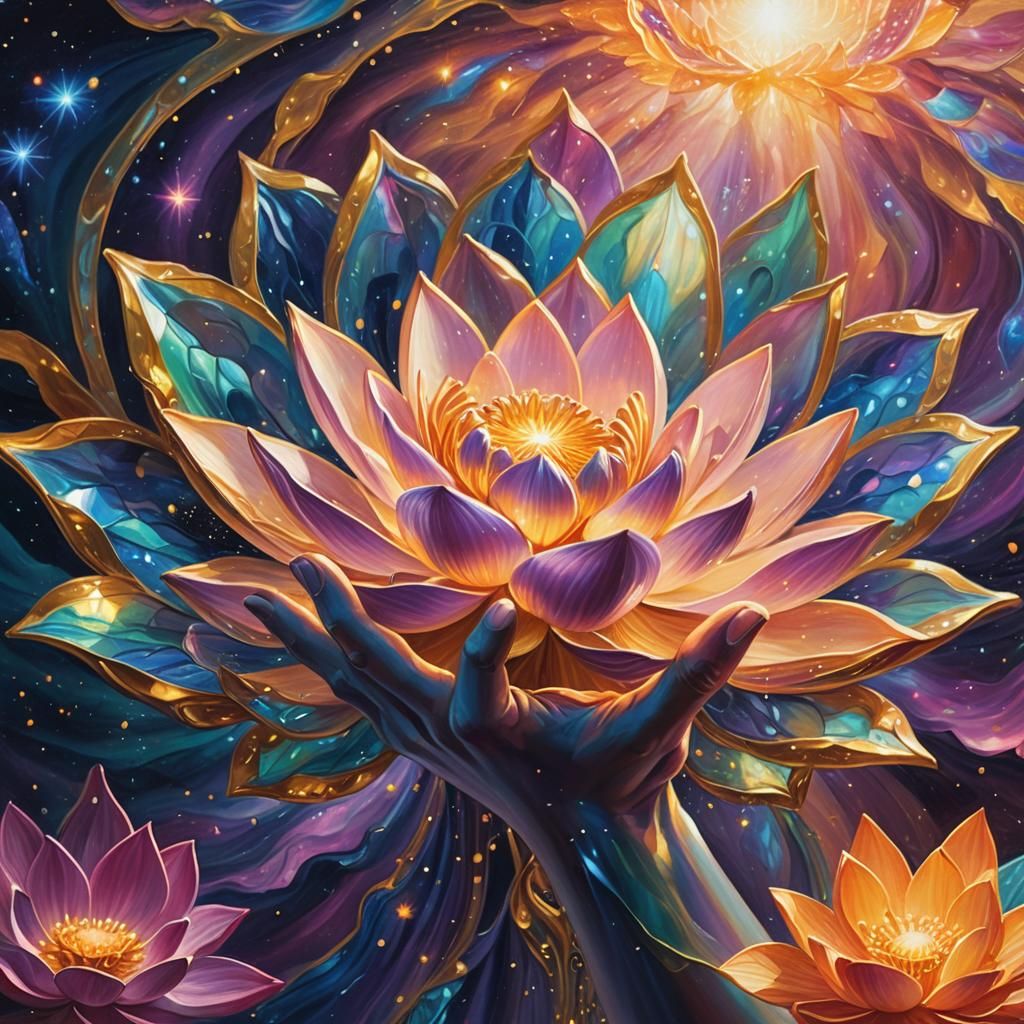 Hand of God: Lotus Flower in Cosmic Portal