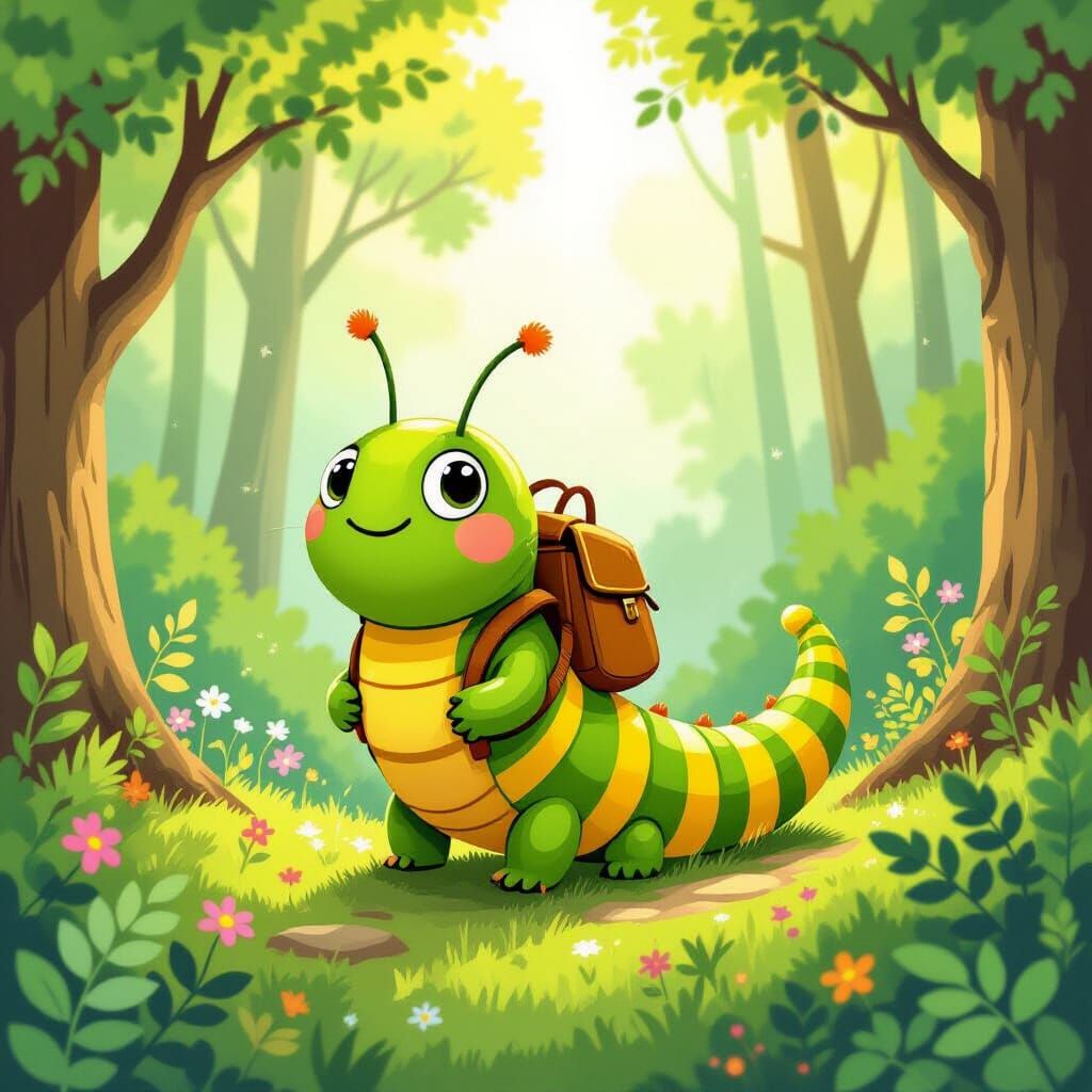 Enthusiastic Caterpillar's Forest Adventure: Children's Book...