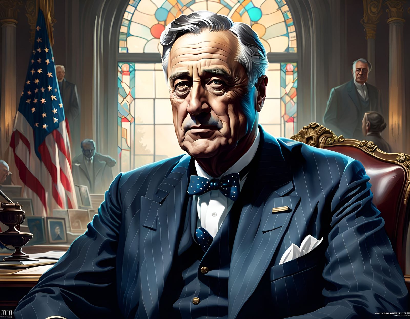 Detailed Portrait of Franklin D. Roosevelt, Trending Art