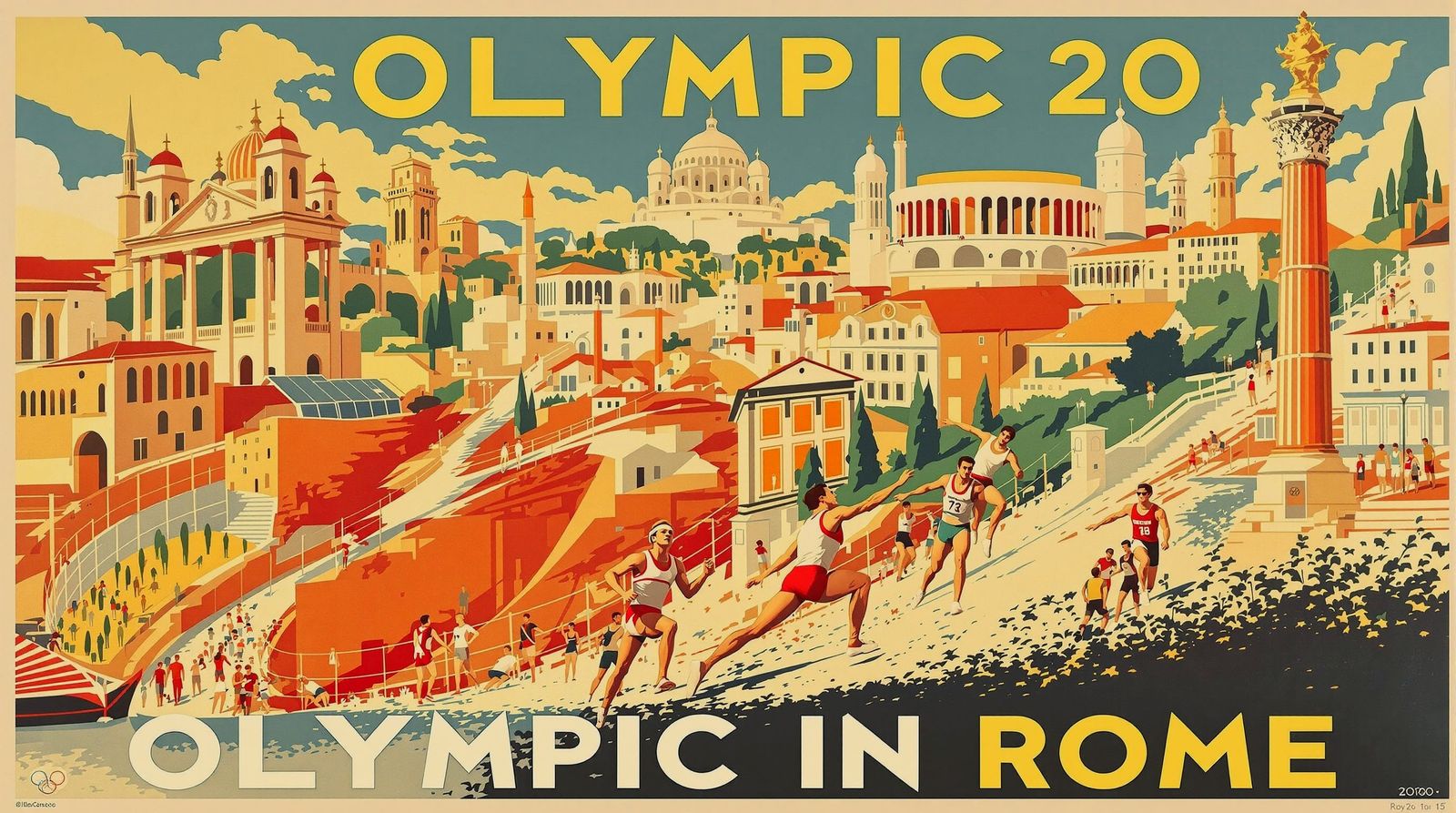 Vintage Olympic Poster: Rome's Eternal Games Celebration