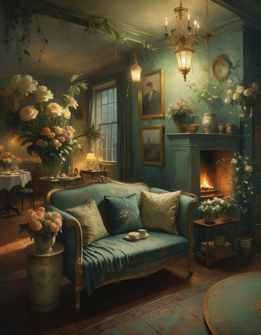Elegant Painterly Illustration with Atmospheric Lighting