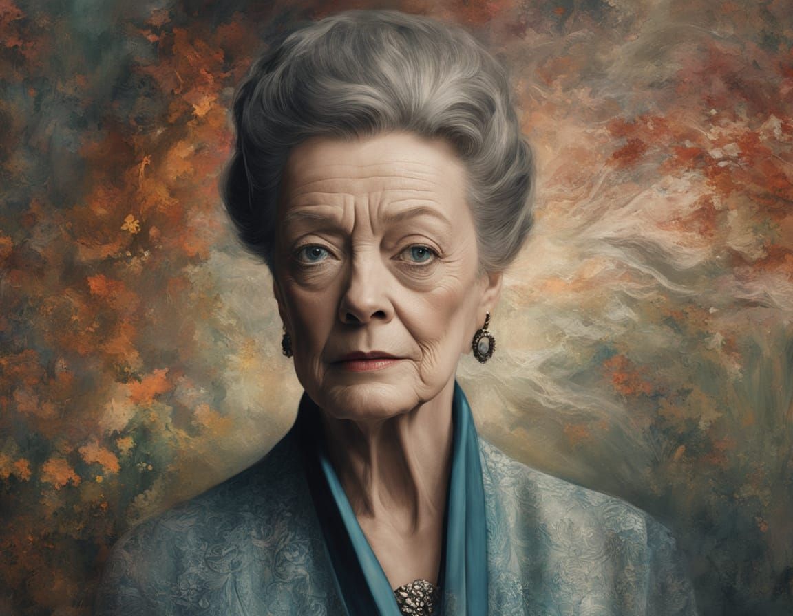 Maggie Smith Movie Poster Portrait in Impasto Chalk Art Styl...