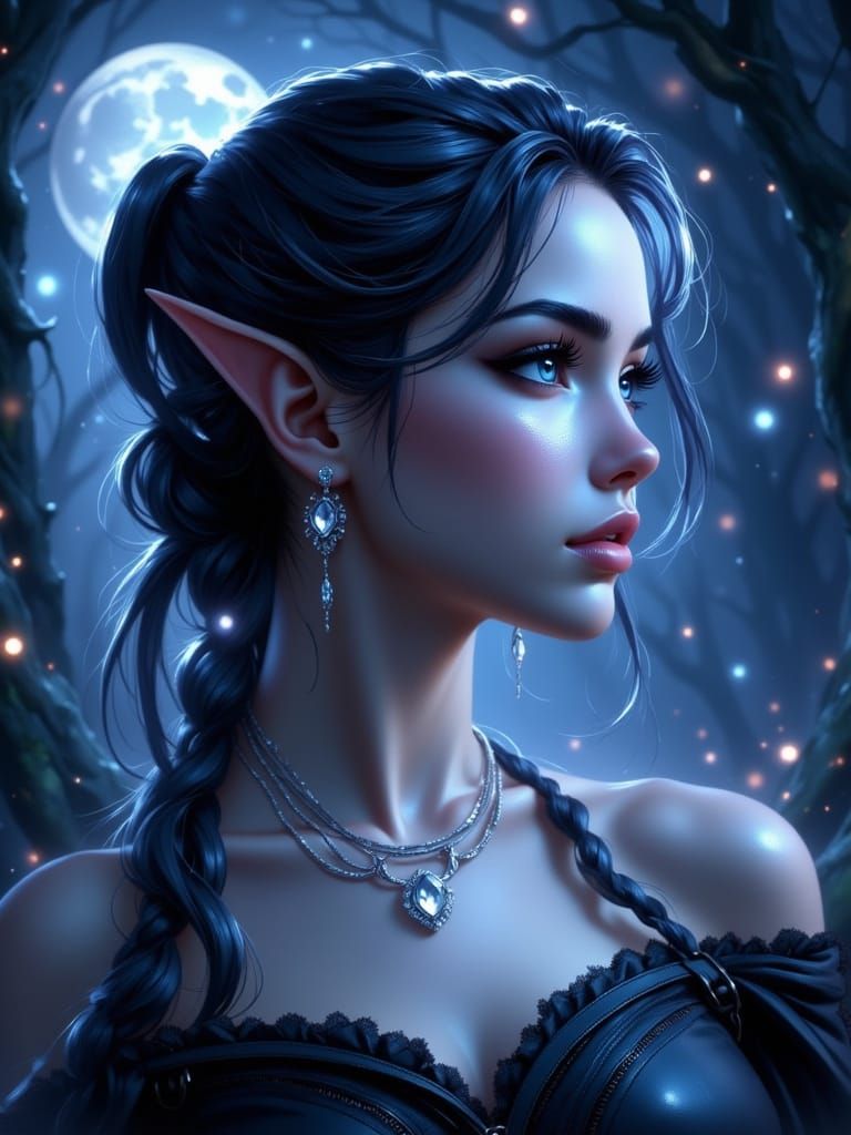 Elven Woman Portrait in Cinematic Realism Style