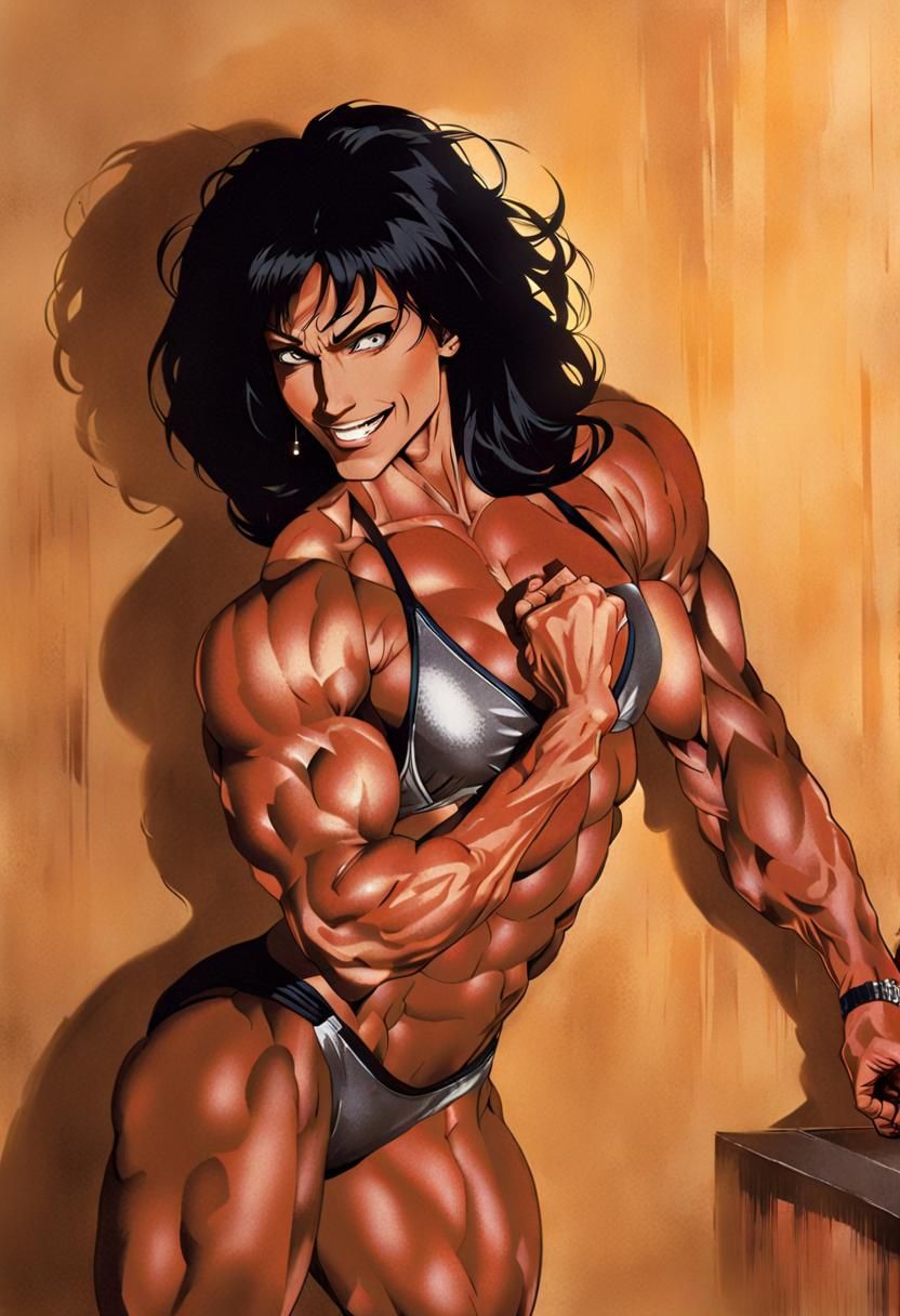 Italian Bodybuilder Flexing, Anime Key Visual