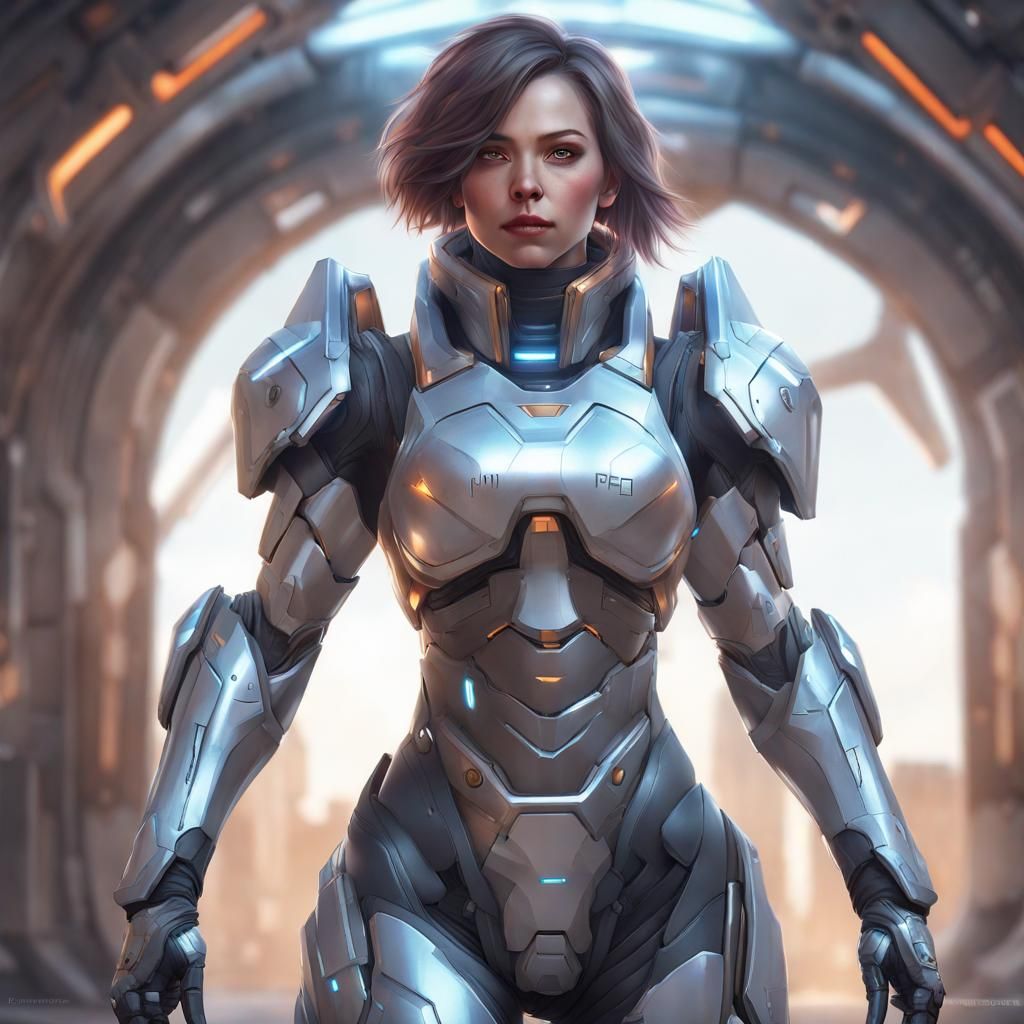 Girl in Futuristic Armor: Hyperdetailed Digital Portrait