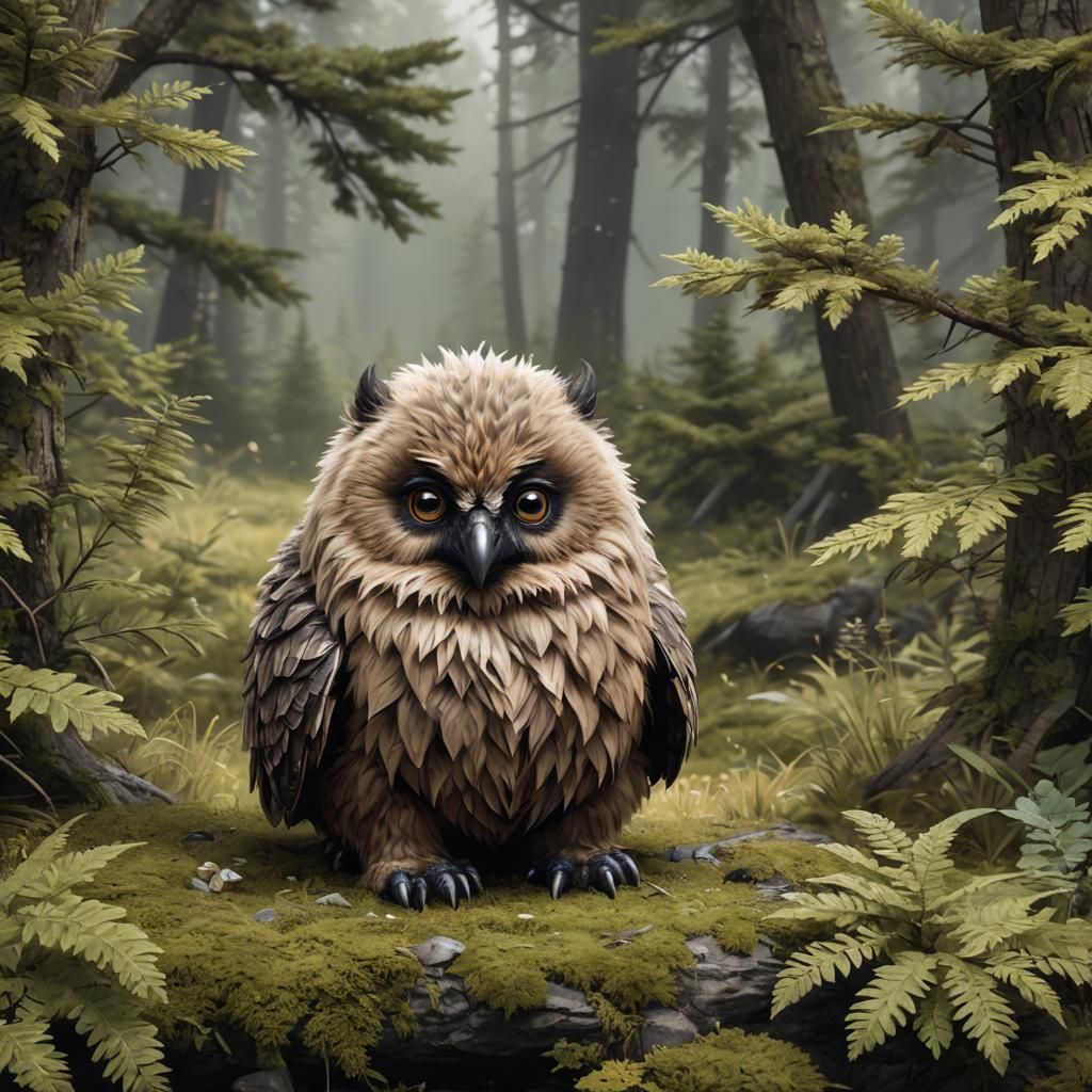Cute Owlbear Cub Illustration