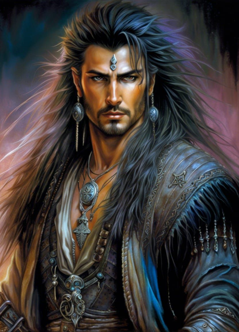 Dark Fantasy Adventurer Portrait in Vibrant Pastel