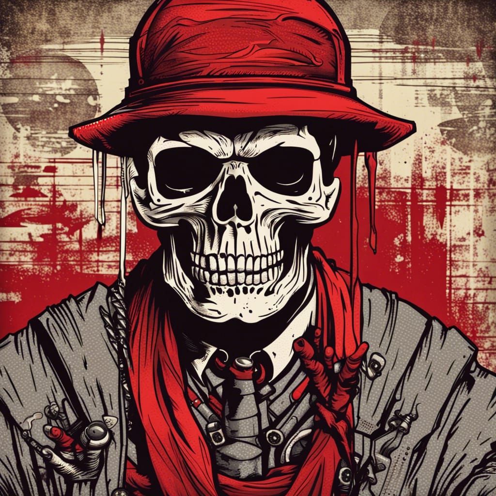 Samurai Skeleton Pop Art Poster