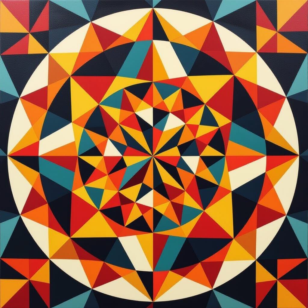 Geometric Fauvism Pattern in Cubist Oil Painting Style