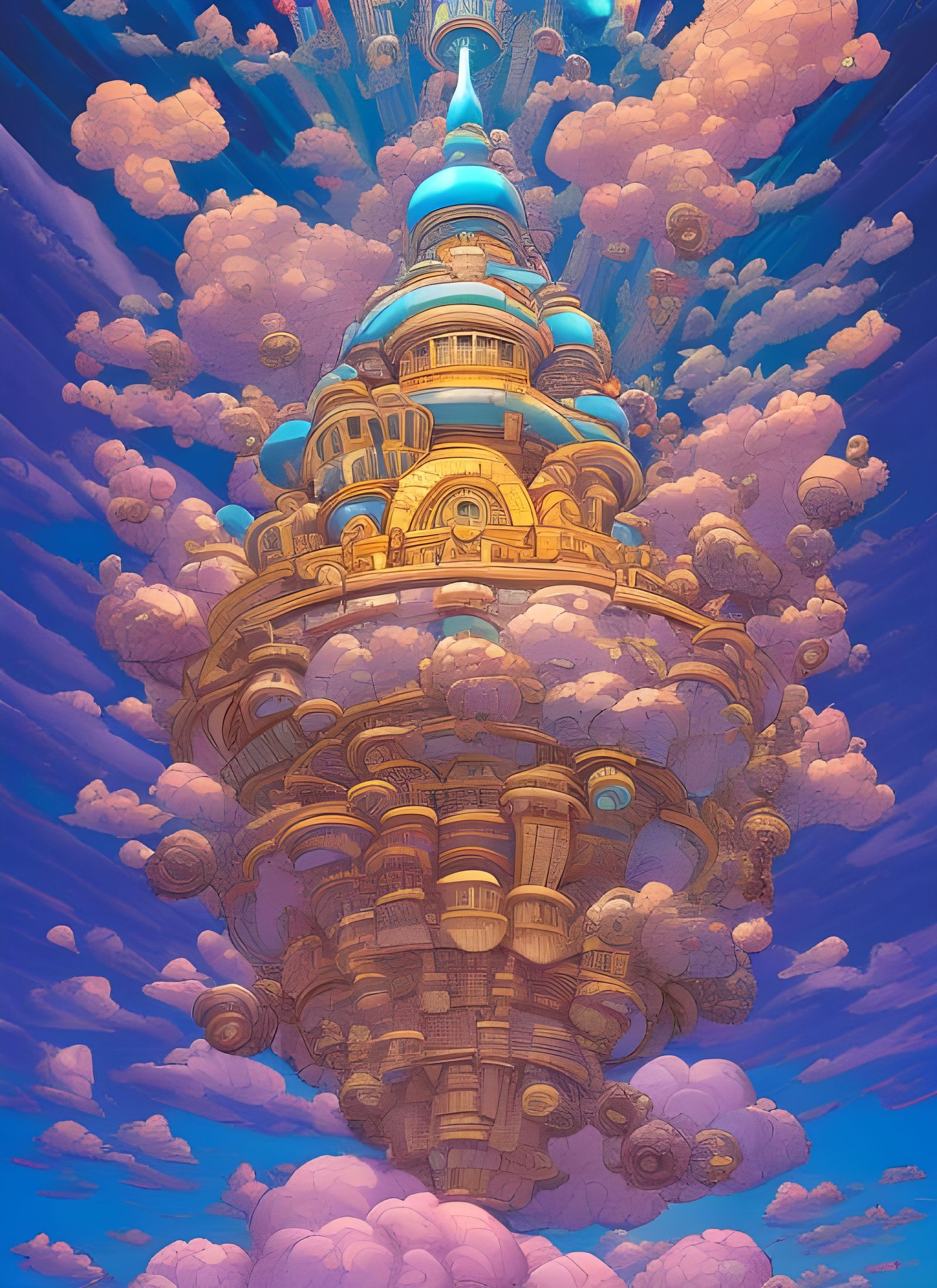 Whimsical Flying Castle Concept Art