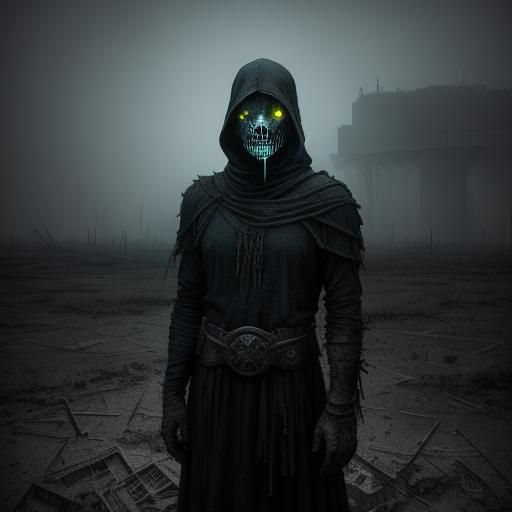 Dystopian Figure in Surreal Wasteland