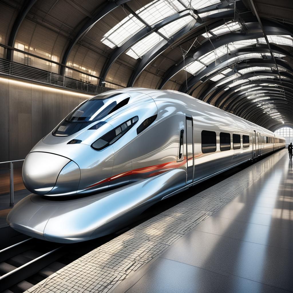 Steel Bullet Train in Futuristic Elegance