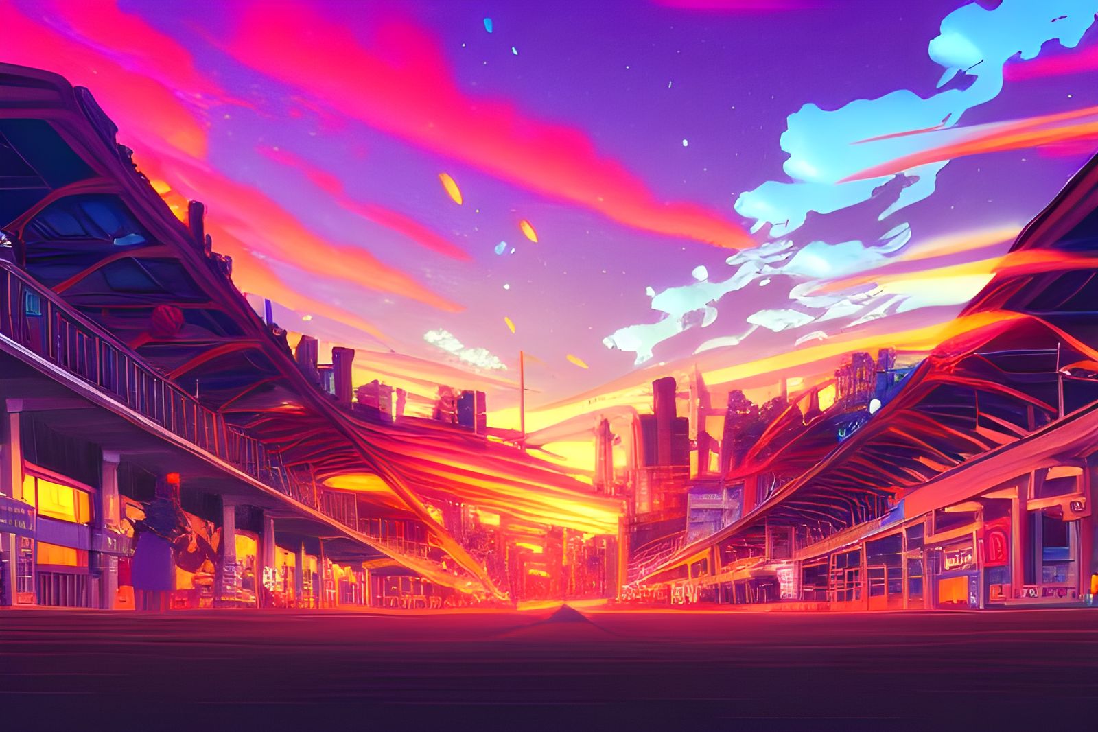 Hyperdetailed Anime City Landscape Digital Painting
