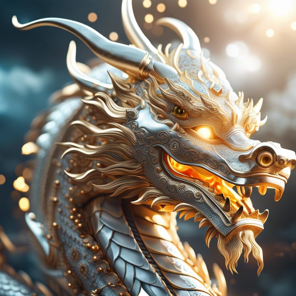 Armored Chinese Dragon in Sci-Fi Setting