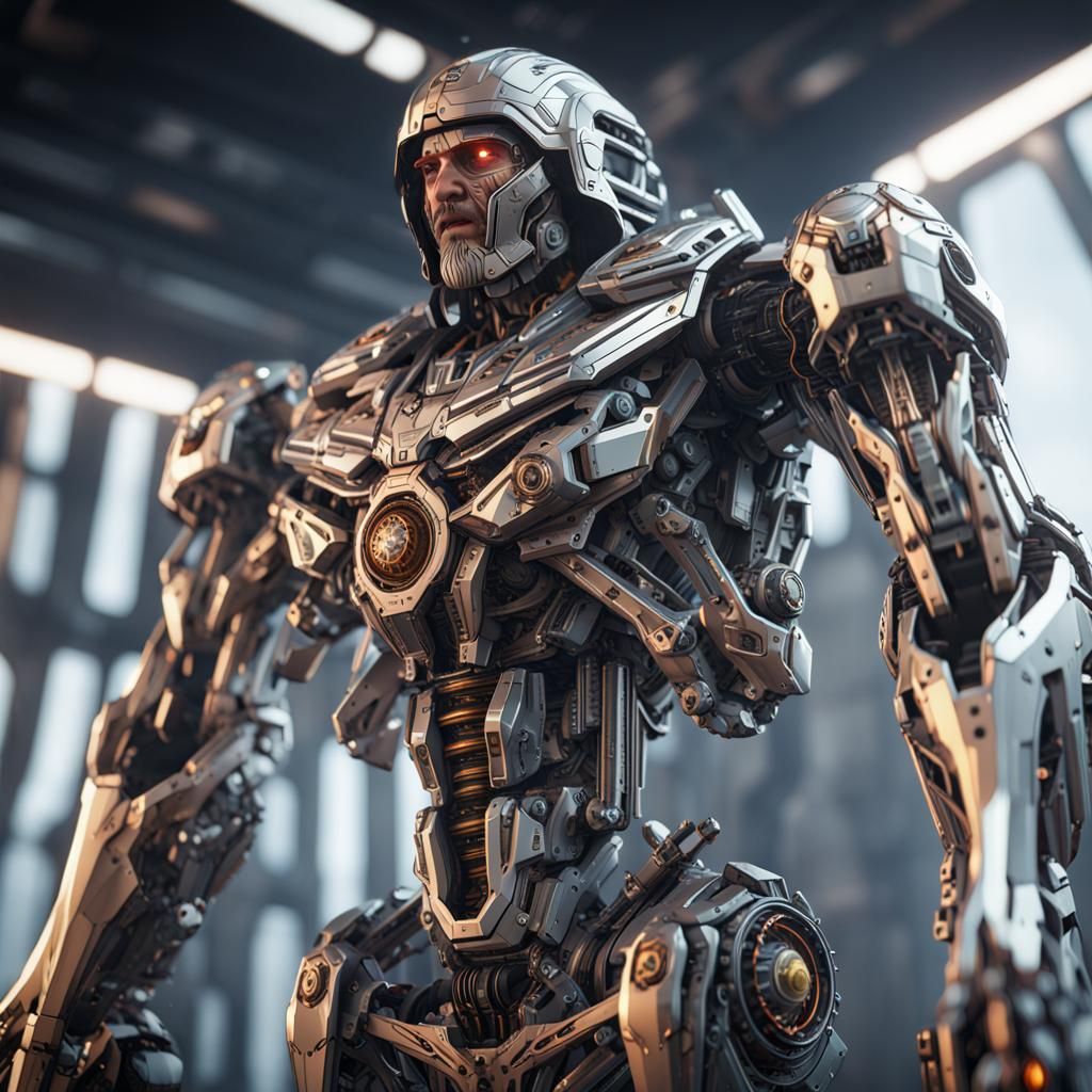 Mechanized Jesus Christ in Sci-Fi Style