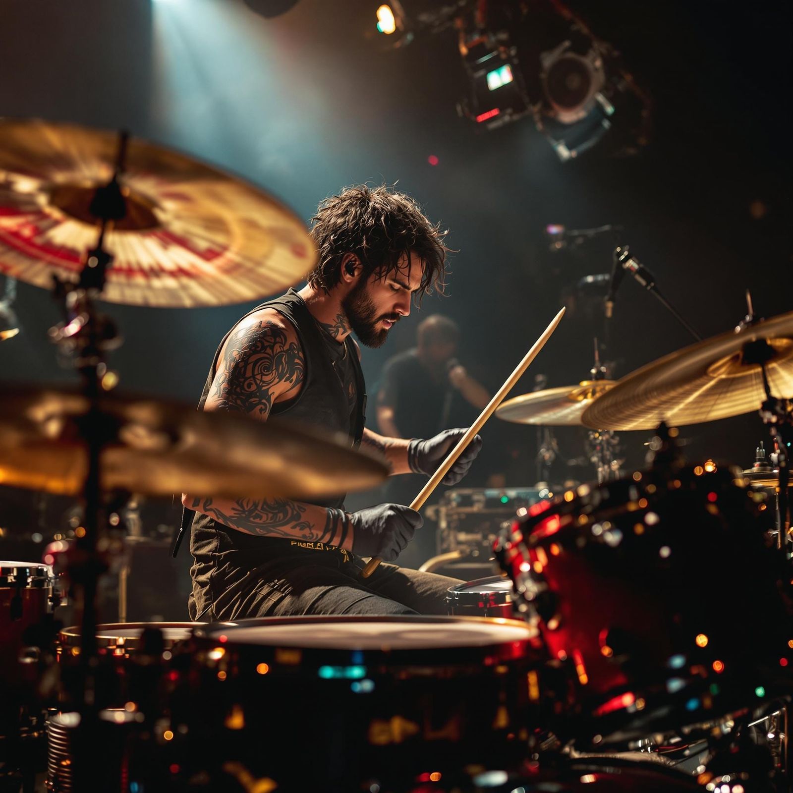 Rock Drummer in Cinematic Hyperrealistic Style