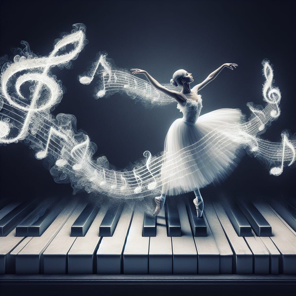 Ballet Dancer's Piano Key Dance in High Resolution