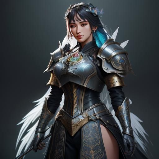 Kawaii Knight in Armor, Detailed Sci-Fi Portrait