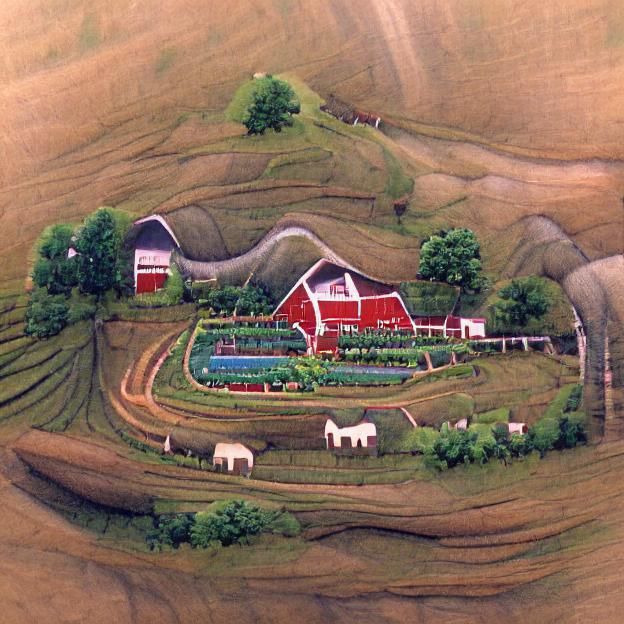 Idyllic Hillside Farm Landscape