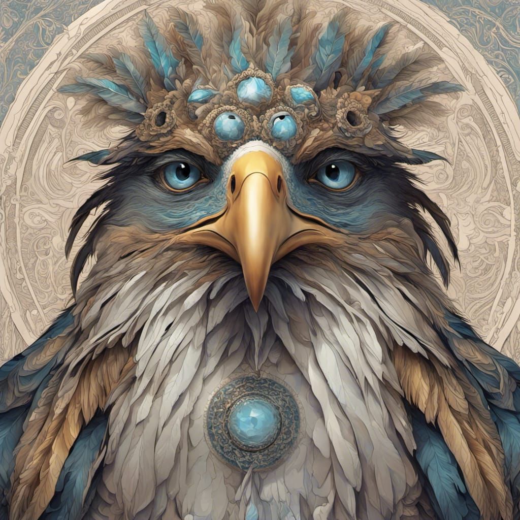 Psychedelic Eagle with Native American Regalia