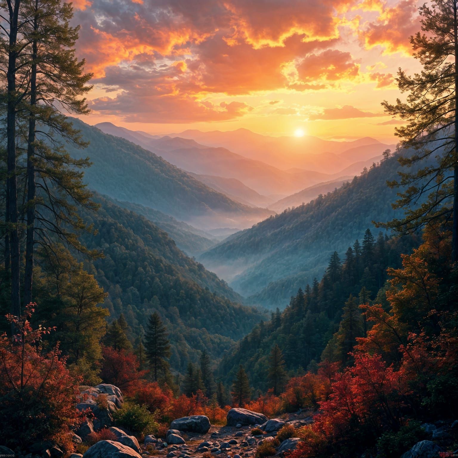 Smoky Mountains Landscape with September Foliage