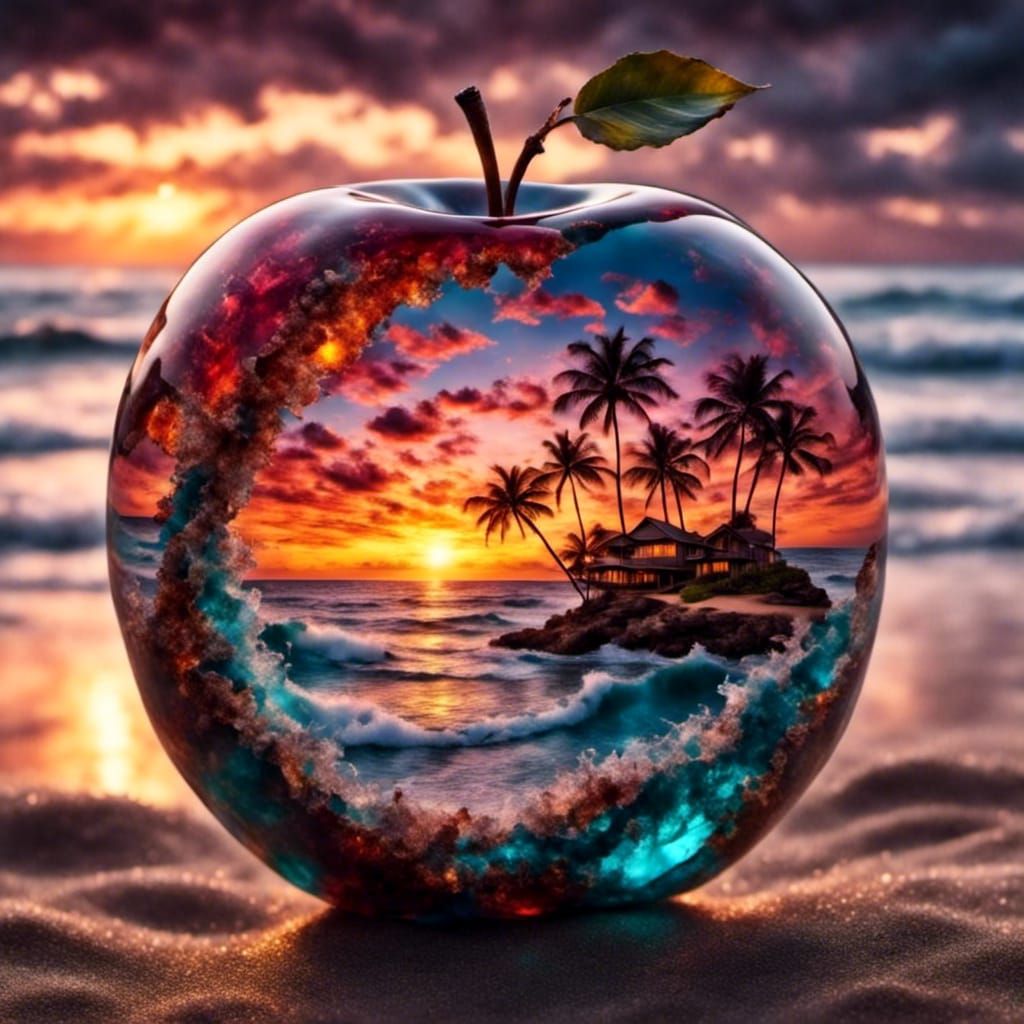 Sunset Beach in Crystal Apple: Surreal Hawaii