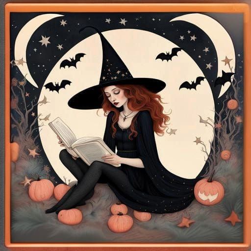 Ornate Autumn Art Nouveau Border Painting