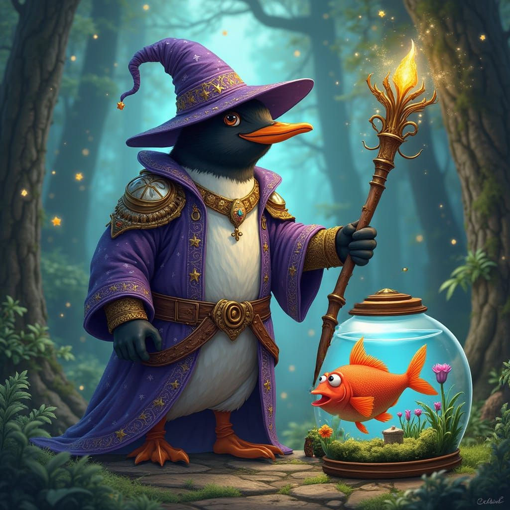 Mystical Penguin Adventure in Medieval Armor