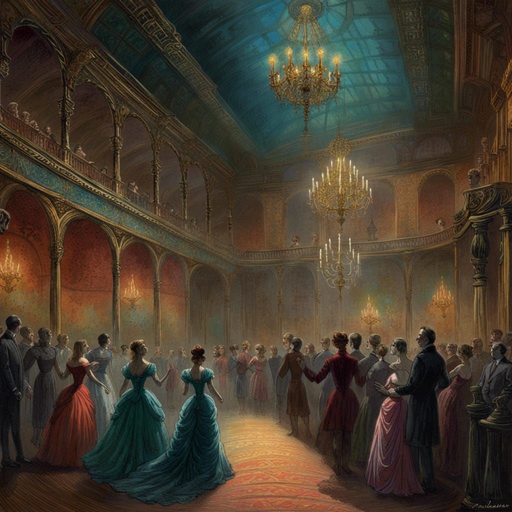 Colorful Haunted Ballroom in Gothic Horror Style