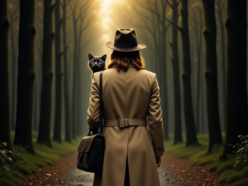 Woman in Fedora Walks into Mysterious Woods