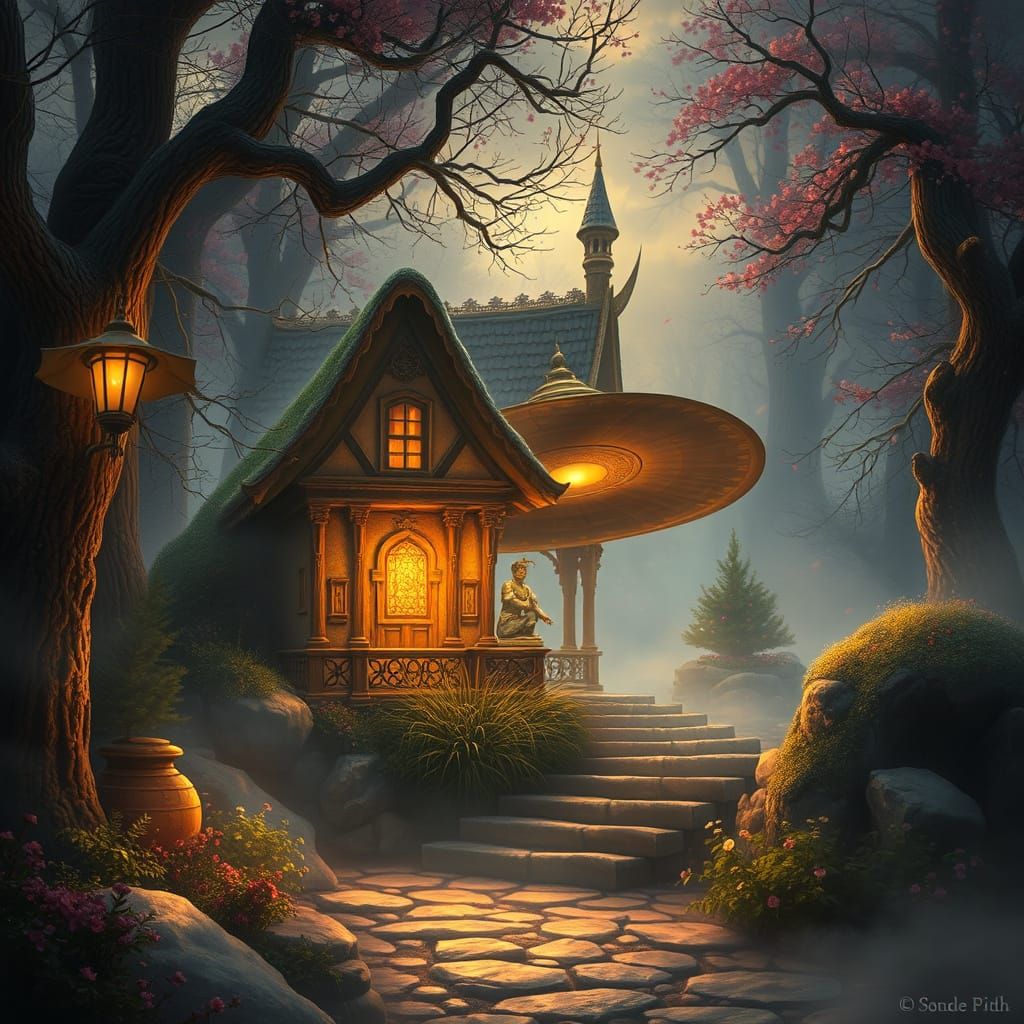 Surreal Ancient Cymbal in Ethereal Fantasy World