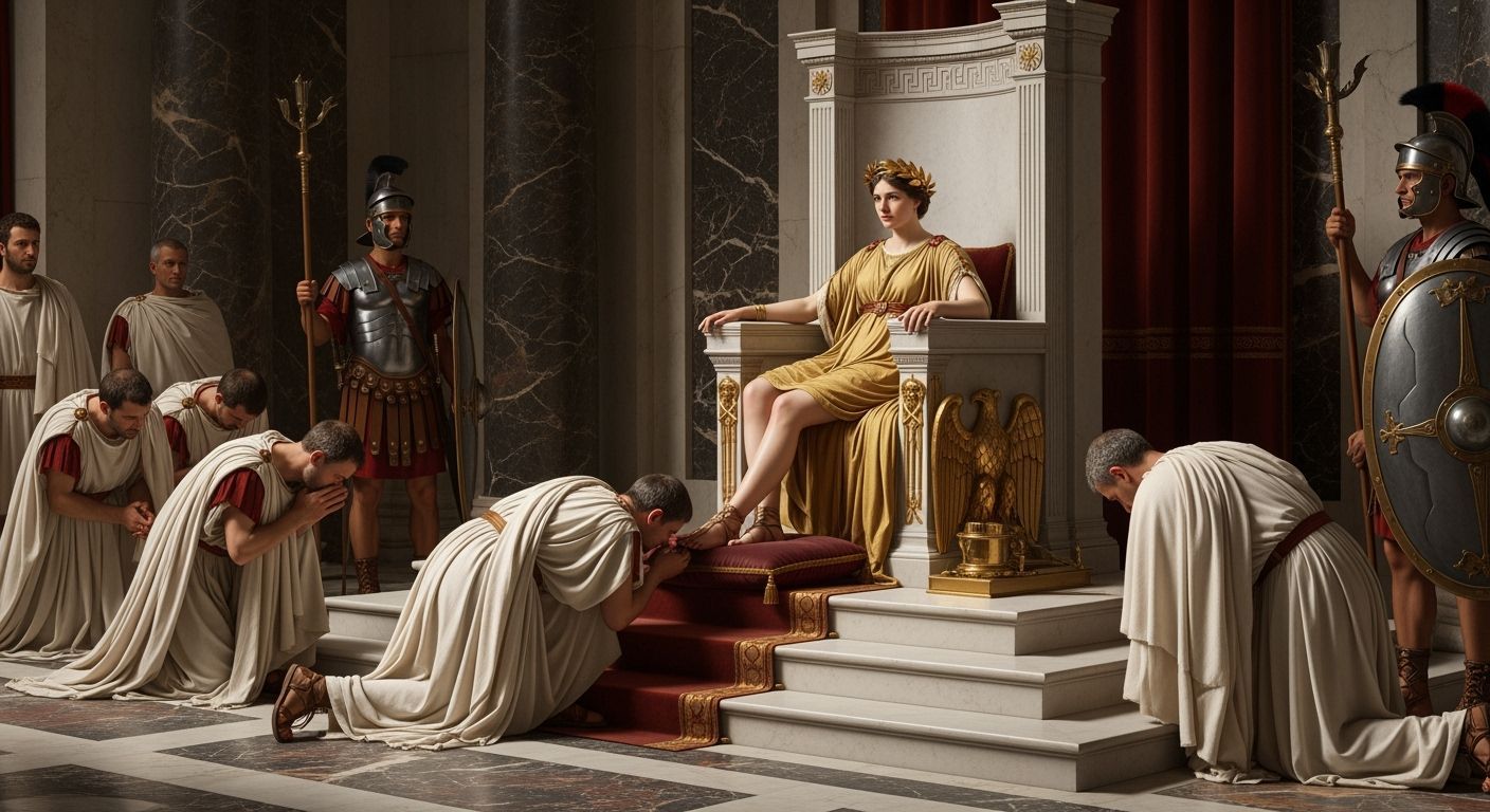 Empress Messalina on Gold Throne in Palace