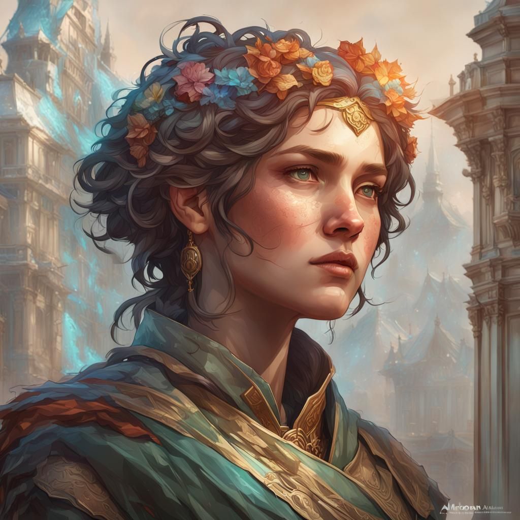 Distressed Female Portrait in Hyperdetailed Style