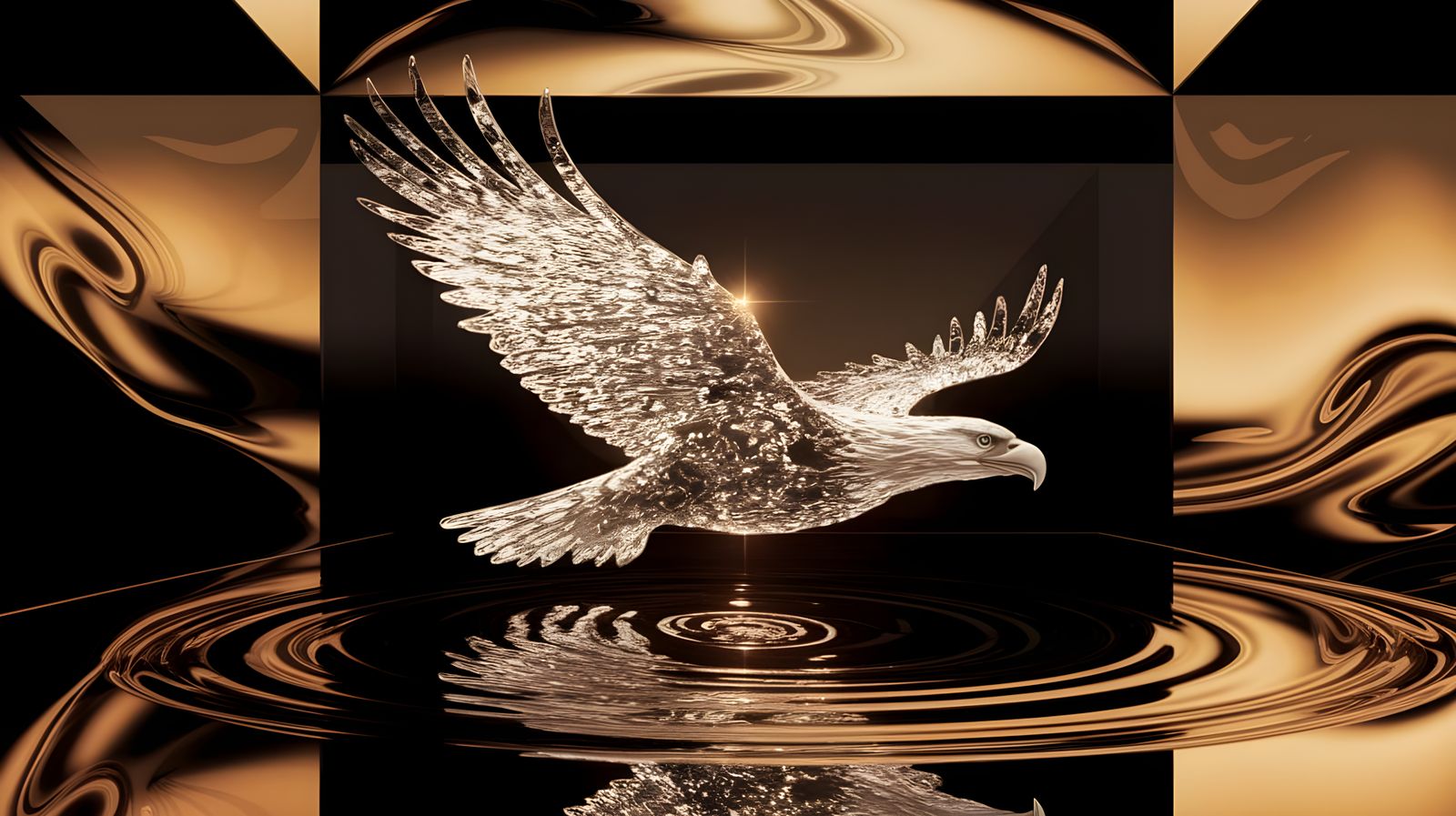 Surreal Water Eagle in a Golden Dreamscapes